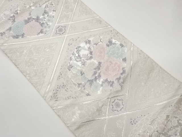 JAPANESE KIMONO / FUKURO OBI / WOVEN ARABESQUE FLOWER & CREST 